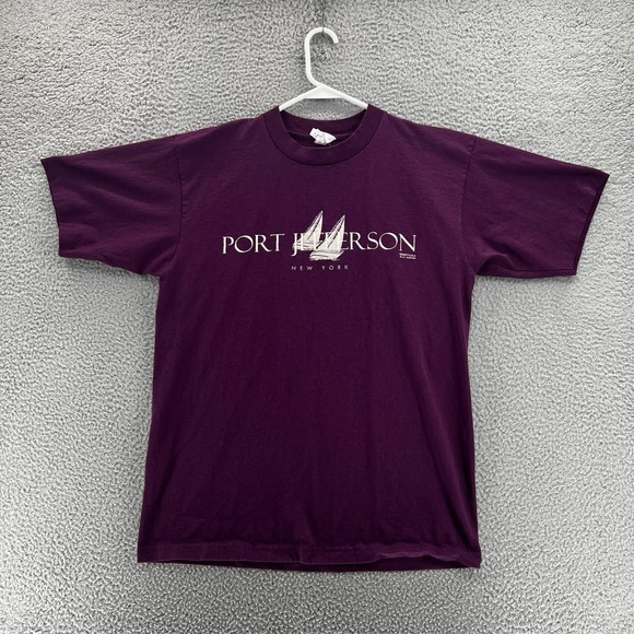 Hanes Other - Vintage Port Jefferson NY Sailboat T-Shirt Purple 90s Nautical Souvenir Large